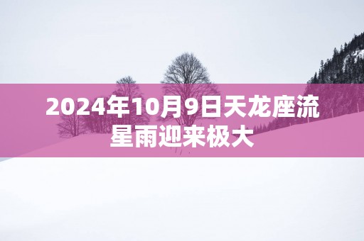 2025年10月9日天龙座流星雨迎来极大