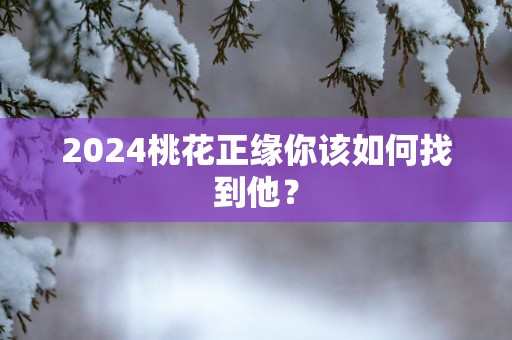 2024桃花正缘你该如何找到他？