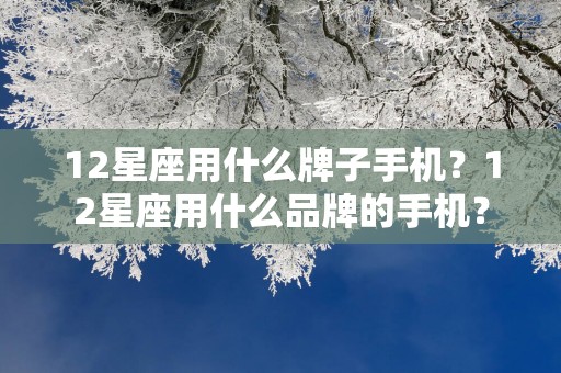 12星座用什么牌子手机？12星座用什么品牌的手机？