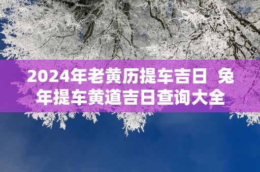 2024年老黄历提车吉日 兔年提车黄道吉日查询大全