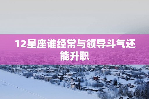 12星座谁经常与领导斗气还能升职