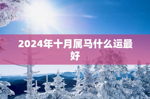 2025年十月属马什么运最好