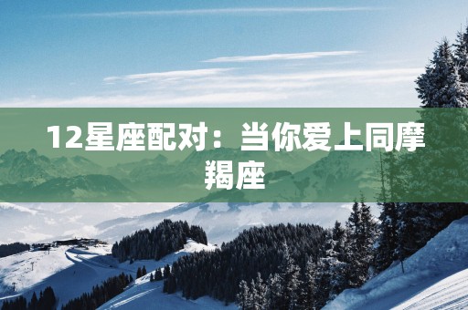 12星座配对：当你爱上同摩羯座