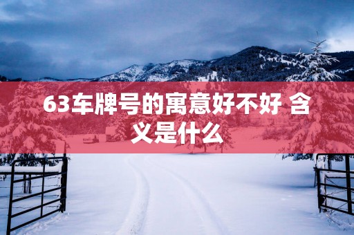 63车牌号的寓意好不好 含义是什么