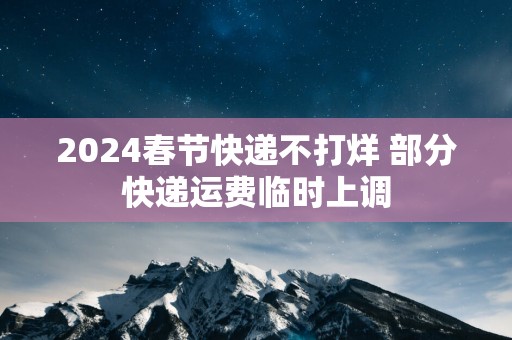 2025春节快递不打烊 部分快递运费临时上调