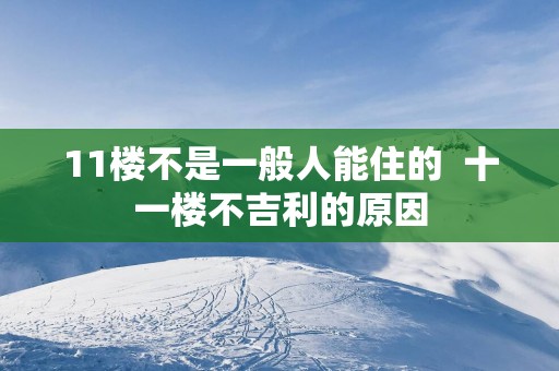 11楼不是一般人能住的  十一楼不吉利的原因