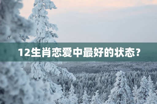 12生肖恋爱中最好的状态？