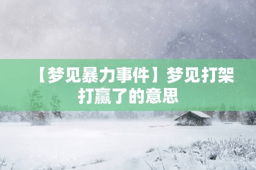 【梦见暴力事件】梦见打架打赢了的意思