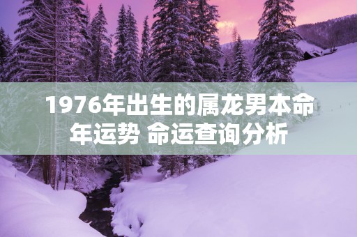 1976年出生的属龙男本命年运势 命运查询分析