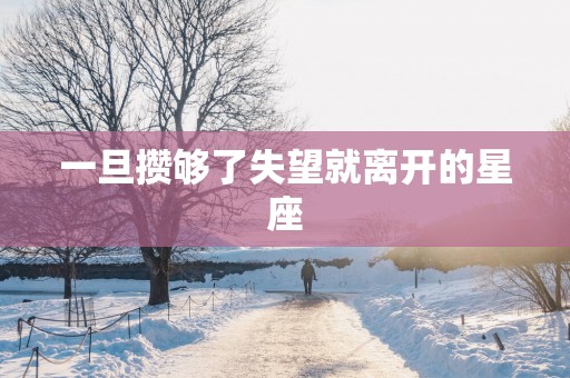 一旦攒够了失望就离开的星座