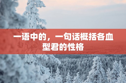一语中的，一句话概括各血型君的性格