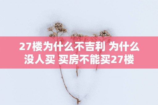 27楼为什么不吉利 为什么没人买 买房不能买27楼
