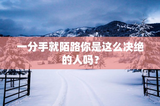 一分手就陌路你是这么决绝的人吗？