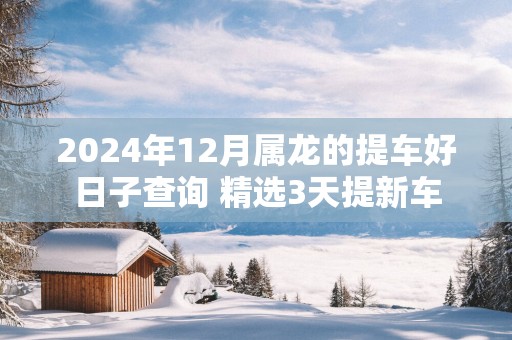 2025年12月属龙的提车好日子查询 精选3天提新车