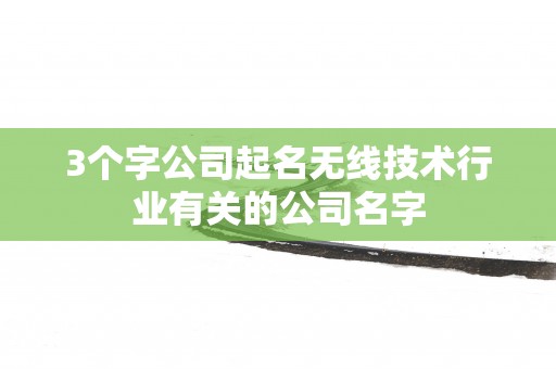 3个字公司起名无线技术行业有关的公司名字