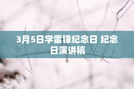 3月5日学雷锋纪念日 纪念日演讲稿
