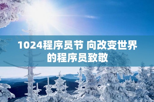 1024程序员节 向改变世界的程序员致敬