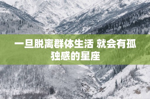 一旦脱离群体生活 就会有孤独感的星座