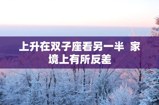 上升在双子座看另一半  家境上有所反差