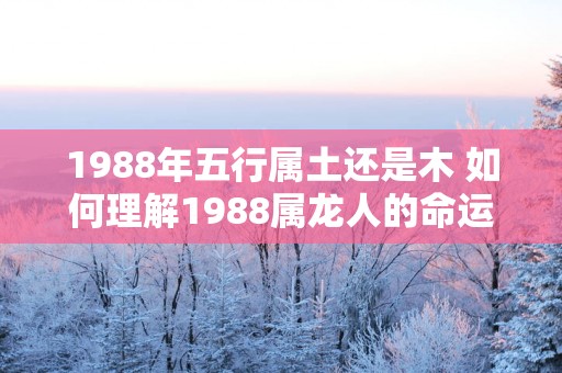 1988年五行属土还是木 如何理解1988属龙人的命运