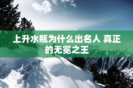 上升水瓶为什么出名人 真正的无冕之王