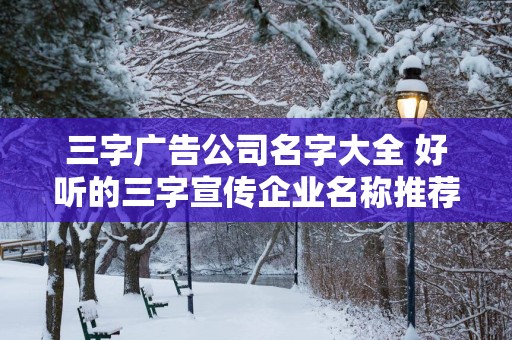 三字广告公司名字大全 好听的三字宣传企业名称推荐
