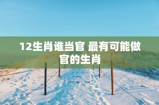 12生肖谁当官 最有可能做官的生肖