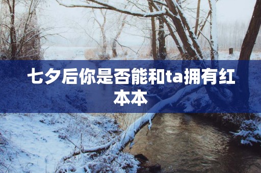 七夕后你是否能和ta拥有红本本