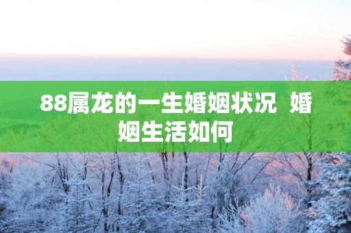 88属龙的一生婚姻状况  婚姻生活如何