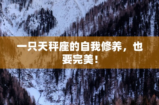 一只天秤座的自我修养，也要完美！