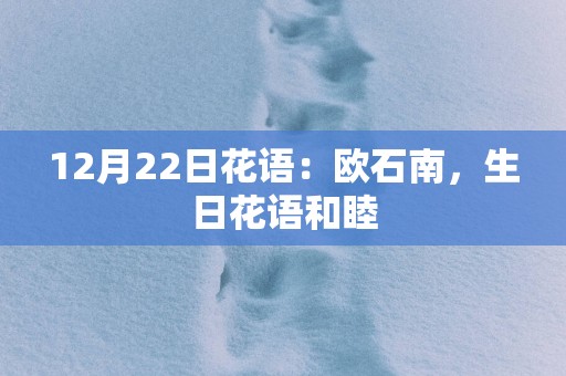 12月22日花语：欧石南，生日花语和睦