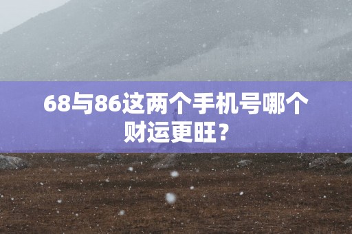 68与86这两个手机号哪个财运更旺？