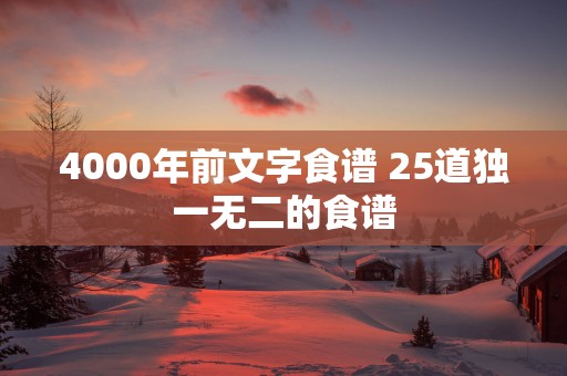 4000年前文字食谱 25道独一无二的食谱