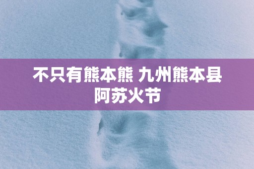 不只有熊本熊 九州熊本县阿苏火节