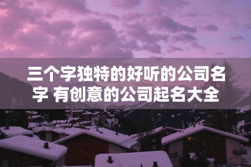 三个字独特的好听的公司名字 有创意的公司起名大全