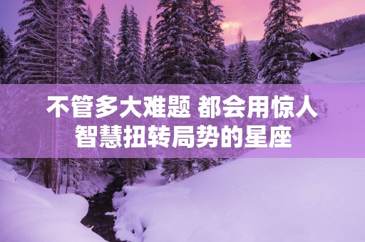 不管多大难题 都会用惊人智慧扭转局势的星座