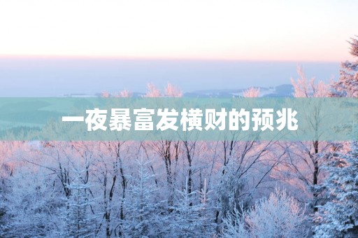 一夜暴富发横财的预兆