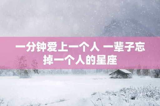一分钟爱上一个人 一辈子忘掉一个人的星座