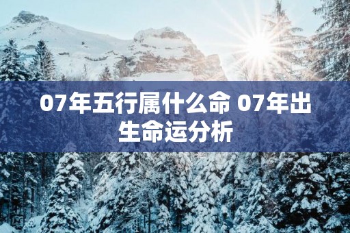 07年五行属什么命 07年出生命运分析