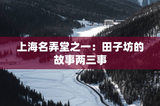 上海名弄堂之一：田子坊的故事两三事