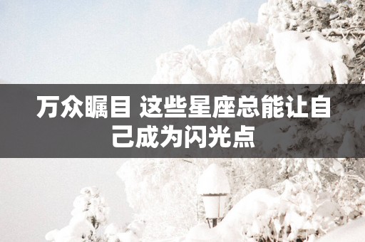 万众瞩目 这些星座总能让自己成为闪光点