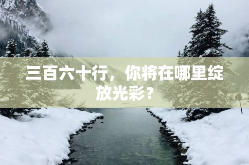 三百六十行，你将在哪里绽放光彩？