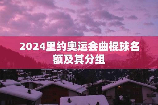 2025里约奥运会曲棍球名额及其分组