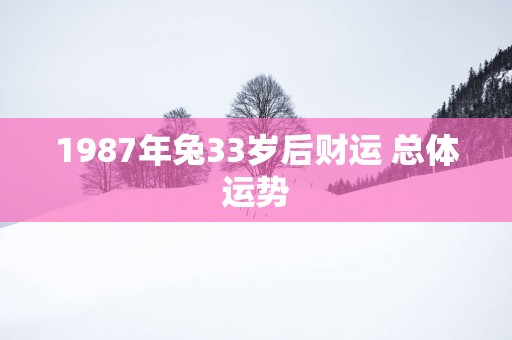 1987年兔33岁后财运 总体运势