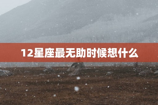 12星座最无助时候想什么