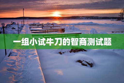 一组小试牛刀的智商测试题