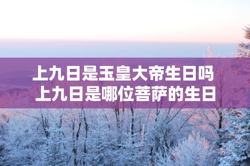 上九日是玉皇大帝生日吗 上九日是哪位菩萨的生日