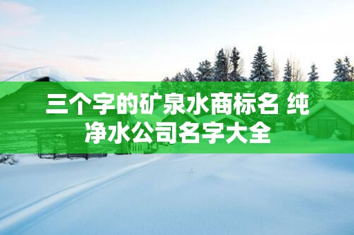 三个字的矿泉水商标名 纯净水公司名字大全