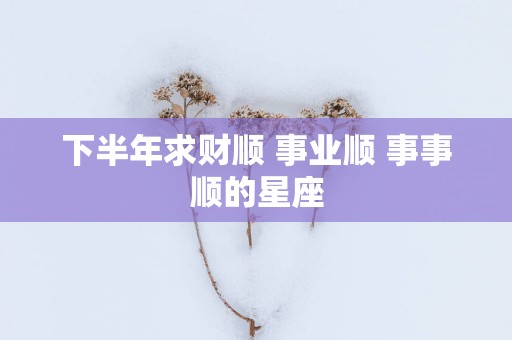 下半年求财顺 事业顺 事事顺的星座
