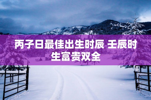 丙子日最佳出生时辰 壬辰时生富贵双全